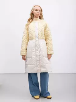 Подовжена утеплена куртка-пальто з двох видів тканин р. S Подовжена утеплена куртка-пальто з двох видів тканин р. S