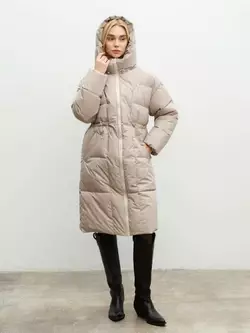 Подовжена зимова куртка сірого кольору зі штучним пухом р. XS Подовжена зимова куртка сірого кольору зі штучним пухом р. XS