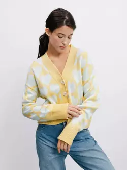 М’яка кольорова кофта з візерунком у серця, укороченого крою р. XS М’яка кольорова кофта з візерунком у серця, укороченого крою р. XS