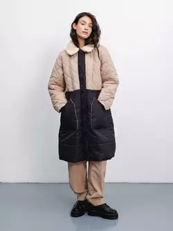 Подовжена утеплена куртка-пальто з коміром зі штучного хутра р. S Подовжена утеплена куртка-пальто з коміром зі штучного хутра р. S