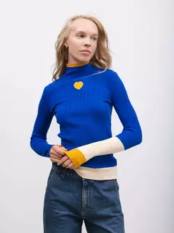 Яскравий синій гольф з тонкого еластичного трикотажу р.S Яскравий синій гольф з тонкого еластичного трикотажу р.S