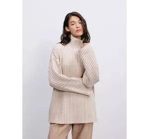 Теплий м’який светр оверсайз кольору екрю з високим коміром р. XS/S Теплий м’який светр оверсайз кольору екрю з високим коміром р. XS/S