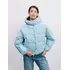 Укорочена світло-блакитна стьобана куртка з капюшоном р. S Укорочена світло-блакитна стьобана куртка з капюшоном р. S